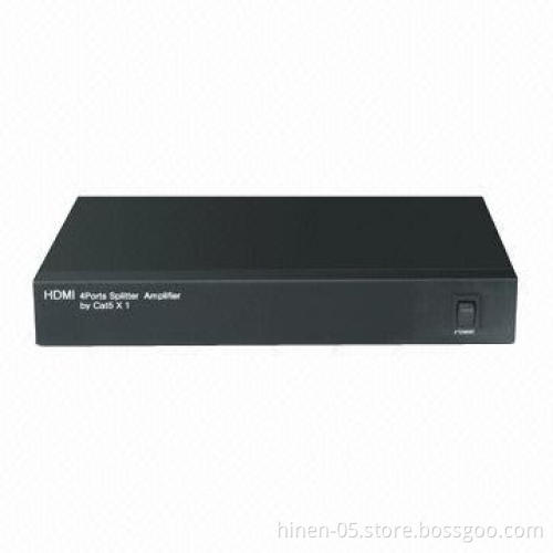 HDMI 4 Ports Splitter Amplifier by Cat5 x1, Supports Highest Video Resolution 1080p